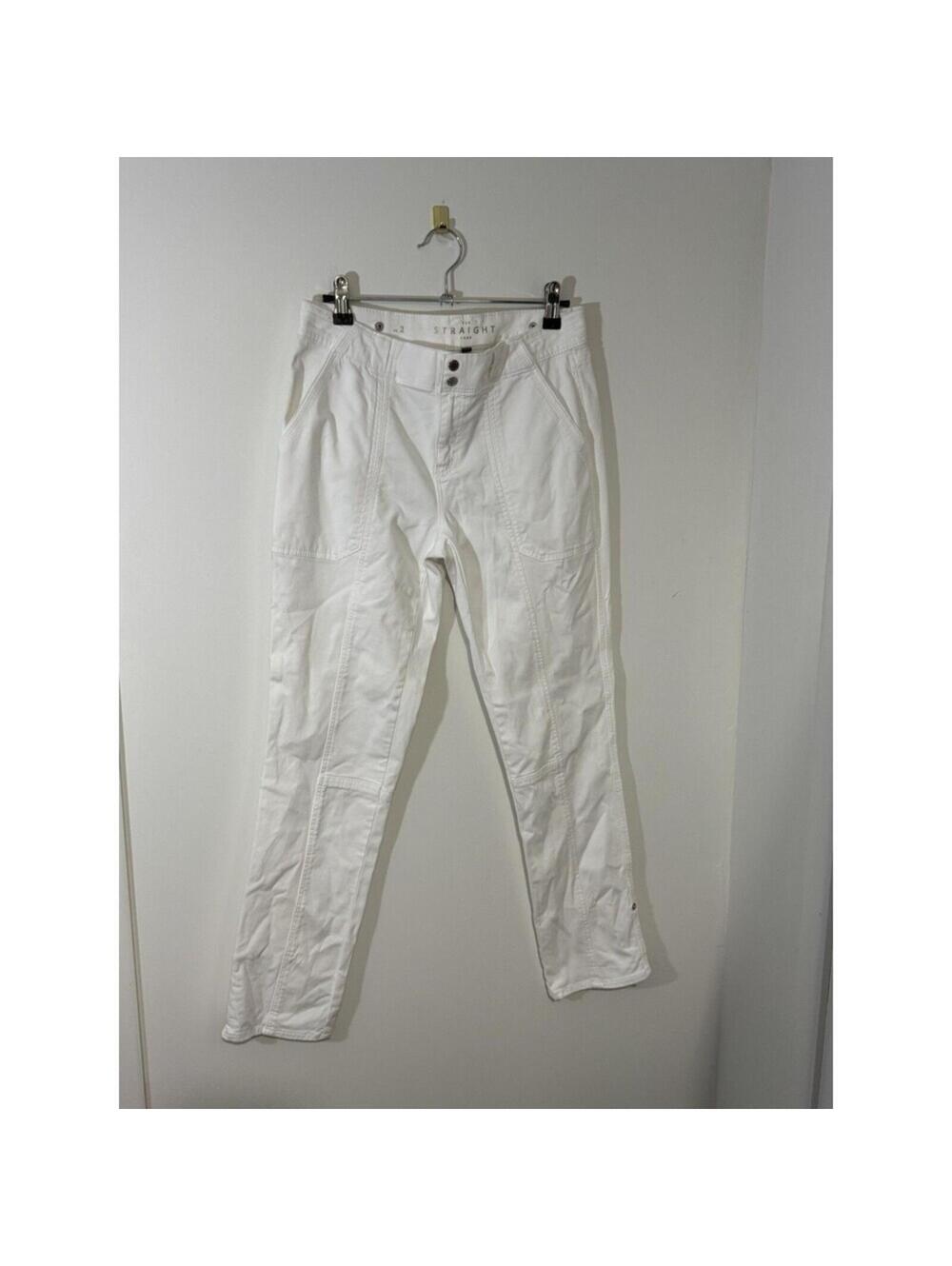 White House Black Market Women's White Cotton Cropped Straight Pants Pockets - Picture 1 of 8